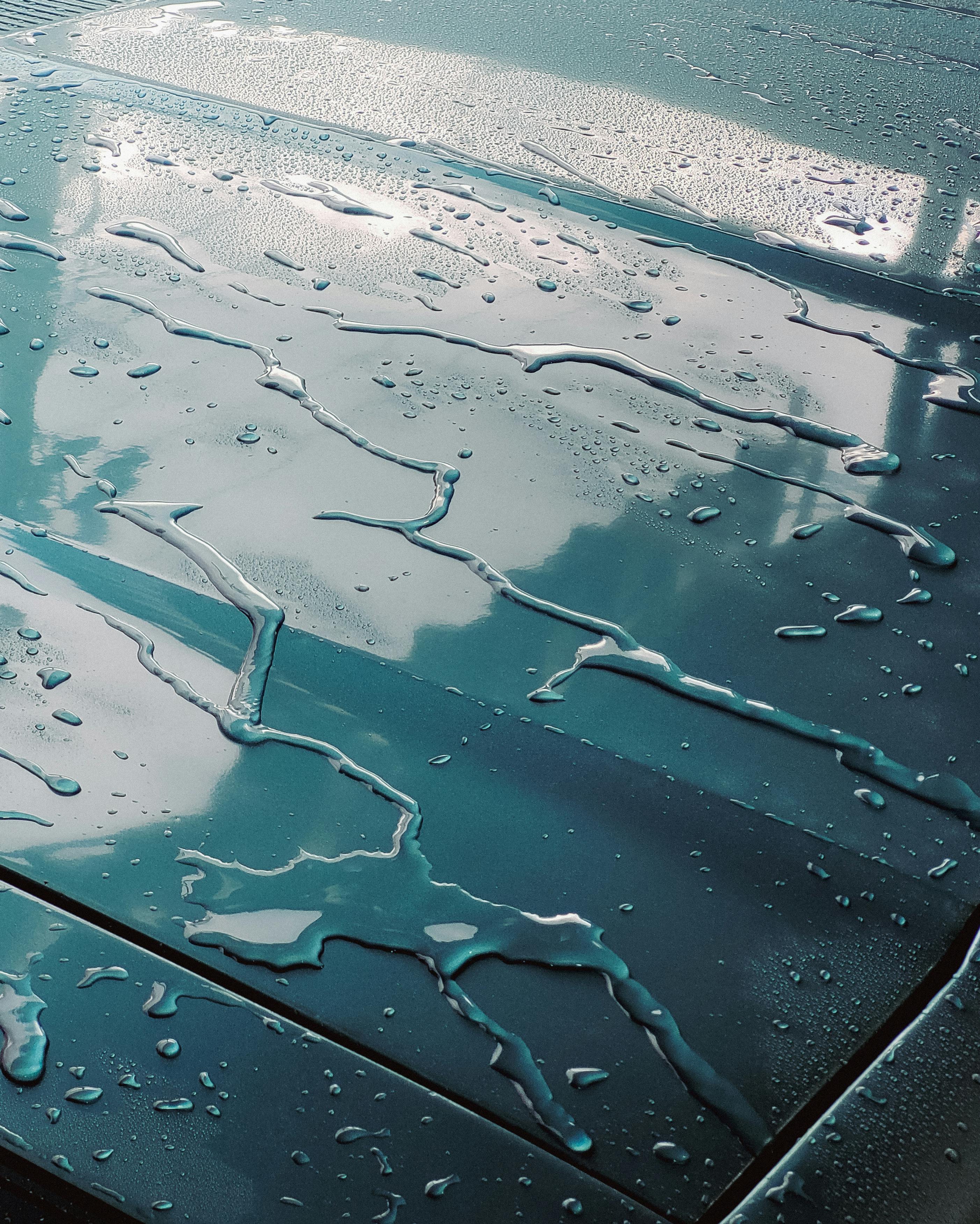 Water beading on a protected painted surface